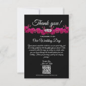 Fuchsia Orchids op Black-Wedding- Bedankkaart (Voorkant)