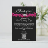 Fuchsia Orchids op Black-Wedding- Bedankkaart (Staand voorkant)