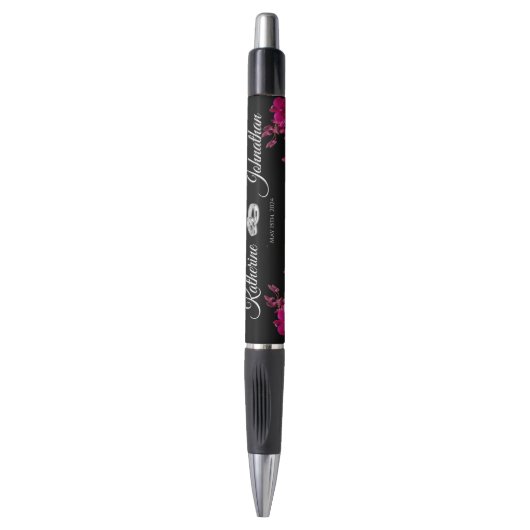 Fuchsia Orchids op Black-Wedding- Pen (Voorkant Verticaal)