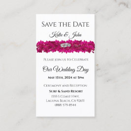 Fuchsia Orchids op White-Save the Date- Magnet Visitekaartje