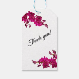 Fuchsia Orchids op White-Wedding Dank je wel- Cadeaulabel