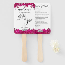 Fuchsia Orchids op White-Wedding-programma- Handwaaier