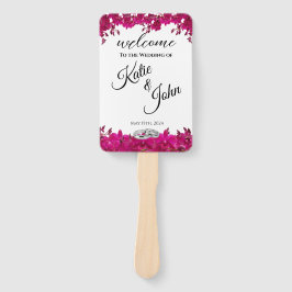 Fuchsia Orchids op White-Wedding-programma- Handwaaier