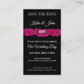 Fuchsia Orchids op Zwart- Bruiloft Save the Date- Visitekaartje (Voorkant)