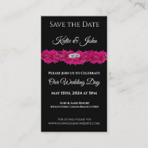 Fuchsia Orchids op Zwart- Bruiloft Save the Date-