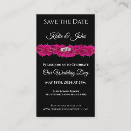 Fuchsia Orchids op Zwart- Bruiloft Save the Date- Visitekaartje
