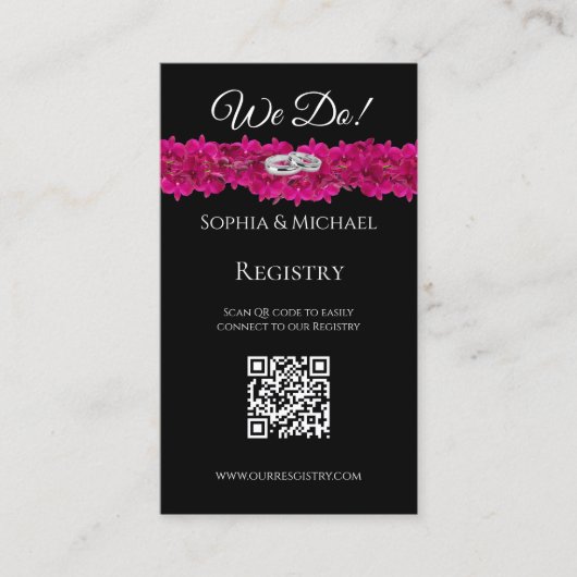 Fuchsia Orchids- We Do-Wedding Rings-Registry- Visitekaartje (Voorkant)