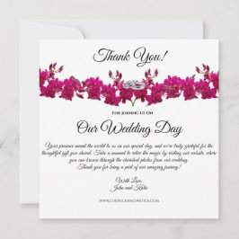 Fuchsia Orchids-White- Bruiloft Dank u Kaart