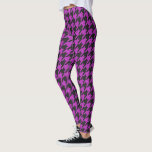 Fuchsia Paars Black Houndstooth Check Patroon Leggings<br><div class="desc">Fuchsia Paars Black Houndstooth Check Pattern Leggings</div>