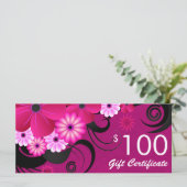 Fuchsia Paars Elegant Custom $100 Gift Voucher (Staand voorkant)