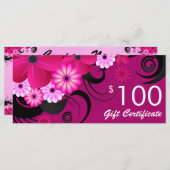 Fuchsia Paars Elegant Custom $100 Gift Voucher (Voorkant / Achterkant)