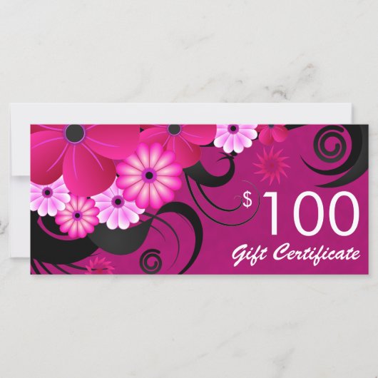 Fuchsia Paars Elegant Custom $100 Gift Voucher (Voorkant)