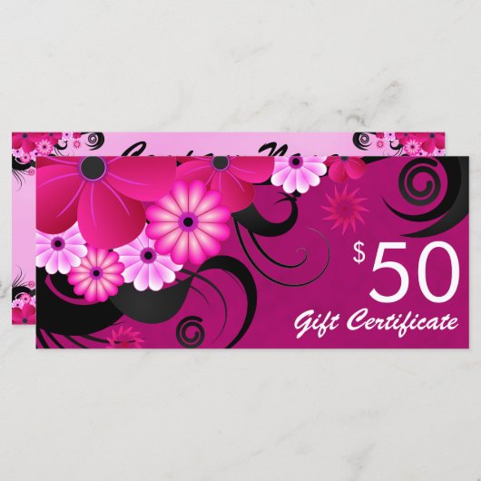 Fuchsia Paars Elegant Custom $50 Cadeaubon (Voorkant / Achterkant)