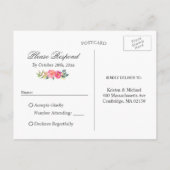 Fuchsia Paars Red Floral Gold Weddenschap RSVP Ant Uitnodiging Briefkaart (Achterkant)