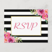 Fuchsia Paars Red Floral Gold Weddenschap RSVP Ant Uitnodiging Briefkaart (Voorkant)
