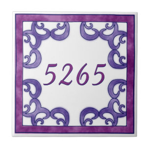 Fuchsia Paars Small House Number Tegeltje