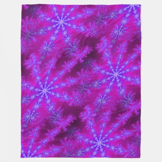 Fuchsia Paarse Blauwe Starburst Psychedelische Fra Fleece Deken (Voorkant)