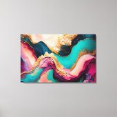 Fuchsia, Paarse, Blauwgroen en goudmarmer Abstract Canvas Afdruk (Voorkant)