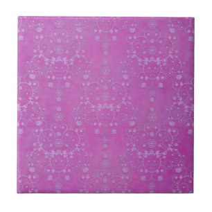Fuchsia Paarse Bloemendamask Patroon Tegeltje