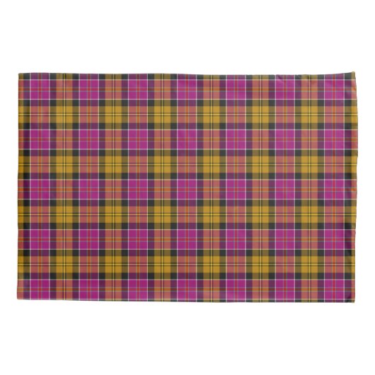 Fuchsia Paarse en Gold Culloden Schotse Tartan Kussensloop (Achterkant)
