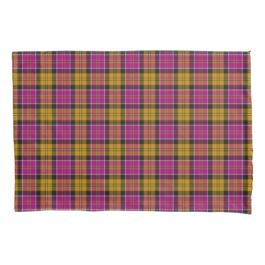 Fuchsia Paarse en Gold Culloden Schotse Tartan Kussensloop (Voorkant)