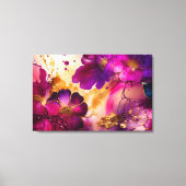 Fuchsia, Paarse en goudfloral kunst Canvas Afdruk (Voorkant)