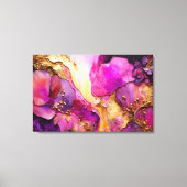 Fuchsia, Paarse en goudfloral kunst Canvas Afdruk (Voorkant)