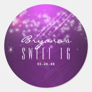 Fuchsia Paarse Glitter Club FEest Stickers