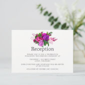  Fuchsia & Paarse shabby Wedding Reception Kaart (Staand voorkant)