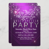 Fuchsia Paarse Sparkle Club Vibe FEESTUITNODIGING Kaart (Voorkant / Achterkant)