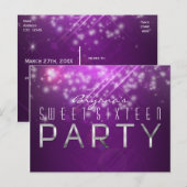 Fuchsia Paarse Sparkle Club Vibe PARTY Briefkaart (Voorkant / Achterkant)