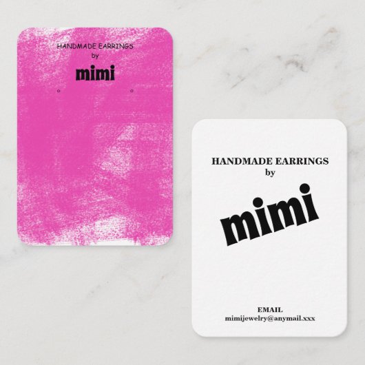 Fuchsia Pastel Earring Display Visitekaartje (Voorkant / Achterkant)