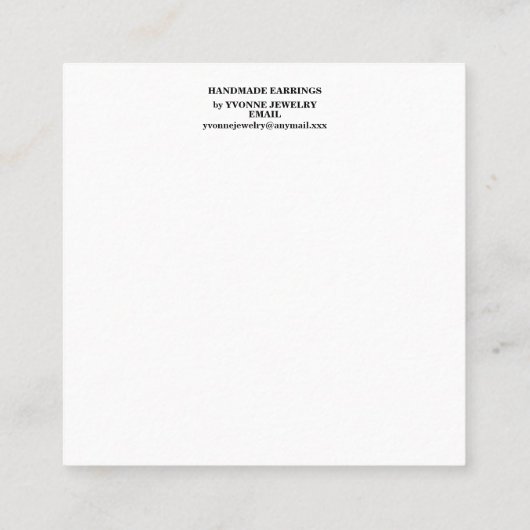 Fuchsia Pastel Oorbellen Display  Visitekaartje (Achterkant)