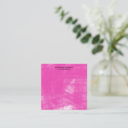 Fuchsia Pastel Oorbellen Display  Visitekaartje (Staand voorkant)