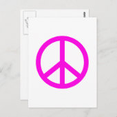 Fuchsia Peace Sign Briefkaart (Voorkant / Achterkant)