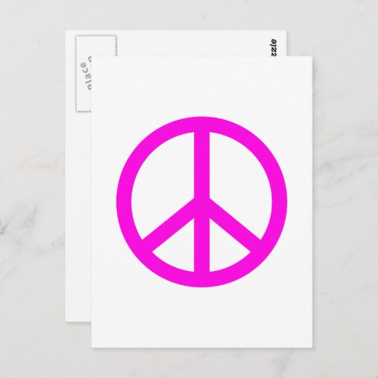 Fuchsia Peace Sign Briefkaart (Voorkant / Achterkant)