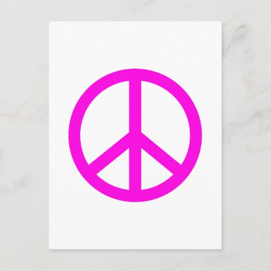 Fuchsia Peace Sign Briefkaart (Voorkant)