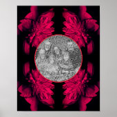 Fuchsia Peony Floral Lijst Creëer Uw eigen foto Poster (Voorkant)