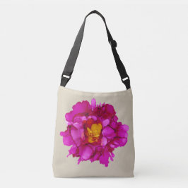 ! Fuchsia peony handbeschilderd floraal Crossbody Tas