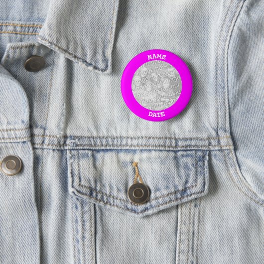 Fuchsia Personalized Round Photo Lijst Ronde Button 5,7 Cm (In situ)