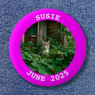 Fuchsia Personalized Round Photo Lijst Ronde Button 5,7 Cm