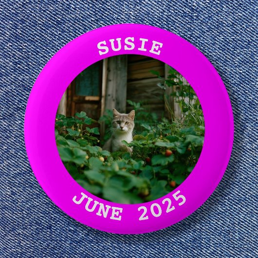 Fuchsia Personalized Round Photo Lijst Ronde Button 5,7 Cm