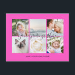 Fuchsia Persoonlijk 6 foto's Universeel Groet Briefkaart<br><div class="desc">Persoonlijke Fuchsia roze 6 familie foto's Universele Groetkaarten met een stijlvolle fotocollage met 6 aangepaste afbeeldingen,  uw groet boodschap in elegant handgeschreven script lettertype,  uw naam,  datum,  jaar,  bericht op de achterkant in een modern en eenvoudig schreefloos lettertype.</div>