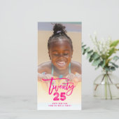 Fuchsia Pink 2023 Brushed Mix Typography New Year Feestdagenkaart (Staand voorkant)