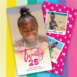 Fuchsia Pink 2023 Brushed Mix Typography New Year Feestdagenkaart