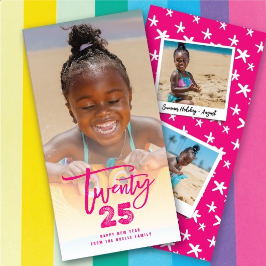 Fuchsia Pink 2023 Brushed Mix Typography New Year Feestdagenkaart