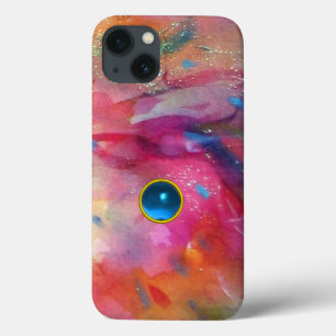 FUCHSIA PINK ABSTRACT Blue Sapphire Gemstone Case-Mate iPhone Case