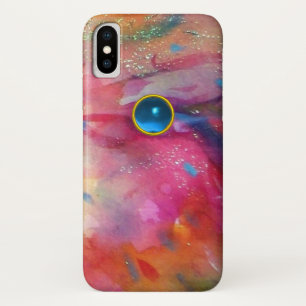 FUCHSIA PINK ABSTRACT Blue Sapphire Gemstone iPhone X Hoesje
