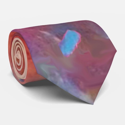 FUCHSIA PINK ABSTRACTE WATERVERF MET BLAUWE DOOS STROPDAS (Opgerold)