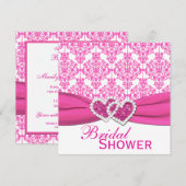 Fuchsia Pink and White Damask Vrijgezellenfeest In Kaart (Voorkant / Achterkant)